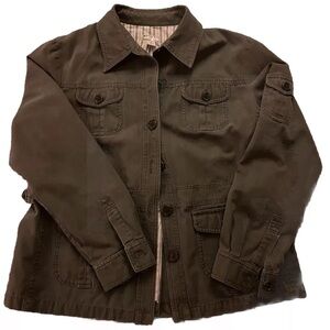 Army Green Olive Lined Chore Jacket Parka Womens XL 100% Cotton